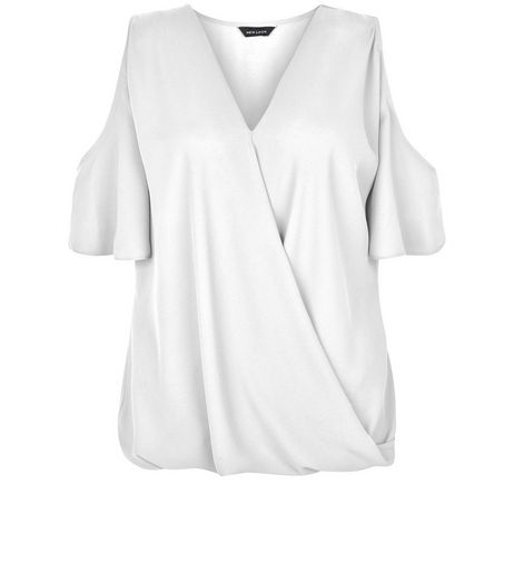 Cream Cold Shoulder Wrap Shell Top | New Look