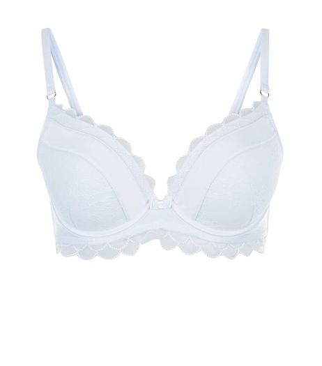 Cream Scallop Hem Embroidered Bra | New Look