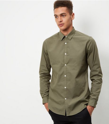 Khaki Long Sleeve Shirt | New Look
