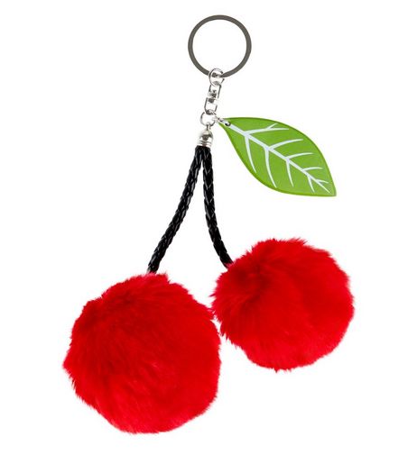 Red Cherry Pom Pom Keyring | New Look