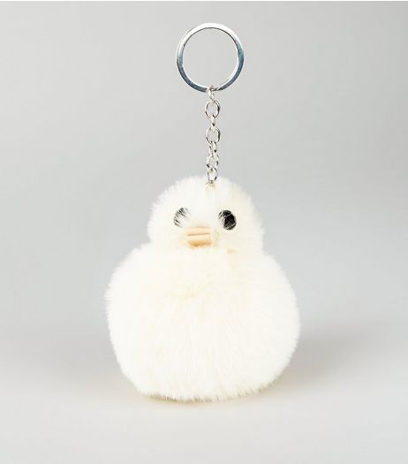 Pale Yellow Chick Pom Pom Keyring | New Look