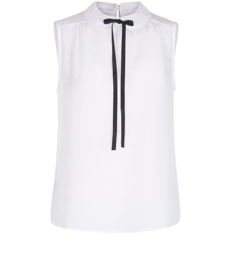 Mela White Tie Front Sleeveless Top | New Look