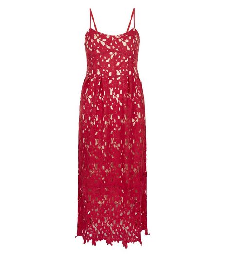 Mela Red Lace Midi Dress | New Look