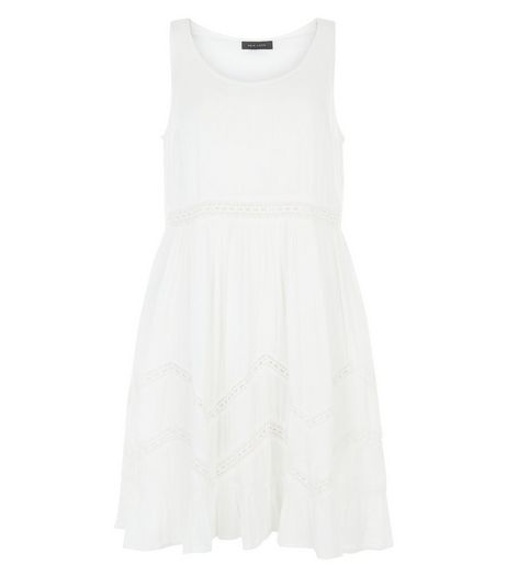 Cream Lace Trim Smock Dress | New Look