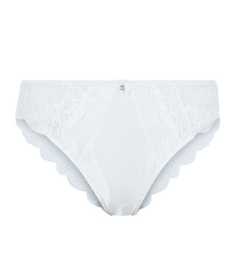 Cream Bridal Satin Lace Brazilian Briefs | New Look