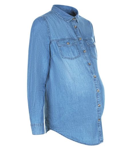 Maternity Blue Long Sleeve Denim Shirt | New Look