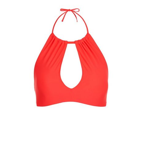Red Cut Out High Neck Bikini Top | New Look