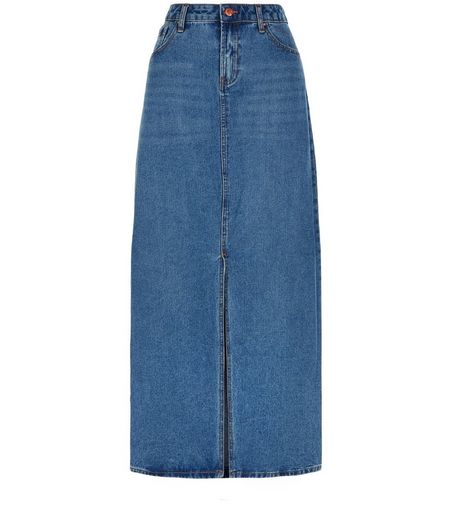 Blue Split Front Maxi Denim Skirt | New Look