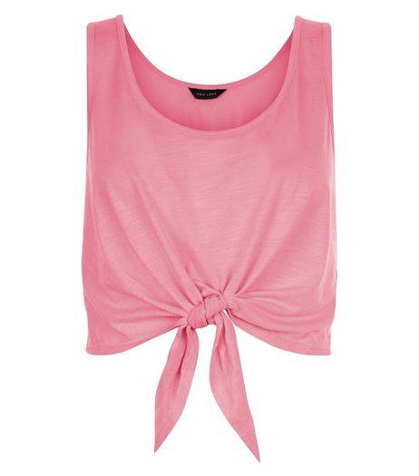 Pink Tie Front Vest | New Look