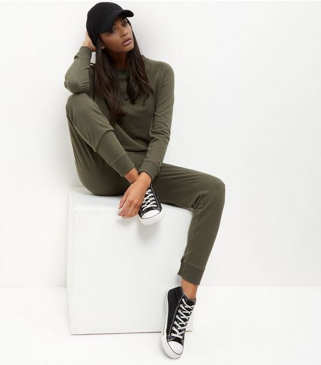 Khaki Sweater Jumpsuit | New Look