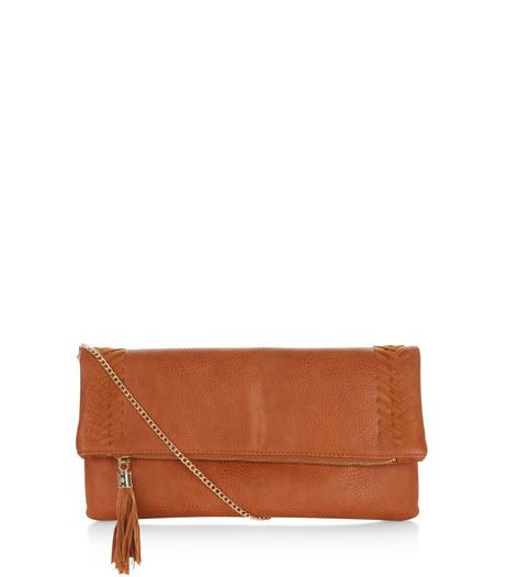 Tan Stitch Trim Clutch | New Look
