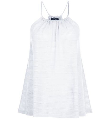 White Fine Knit Stripe Rope Strap Cami | New Look