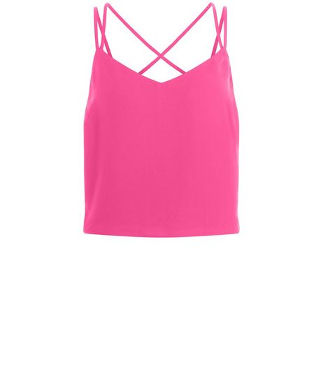 Pink Cross Strap Back Cropped Cami | New Look