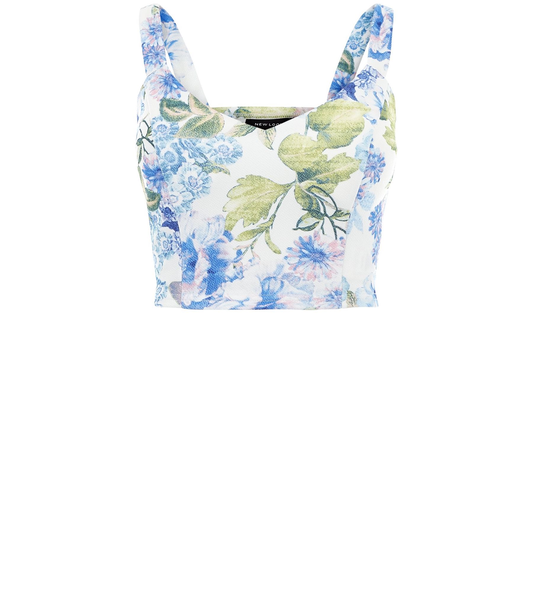White Floral Print Cupped Bralet  | New Look
