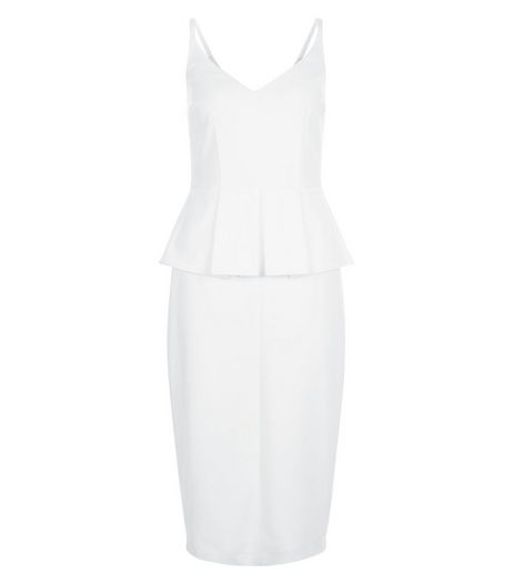White Peplum Waist Strappy Bodycon Dress | New Look