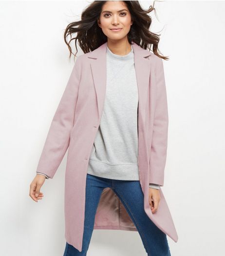 Shell Pink Longline Coat | New Look