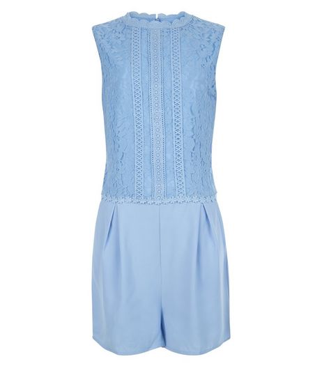 Teens Blue Lace Panel Playsuit | New Look