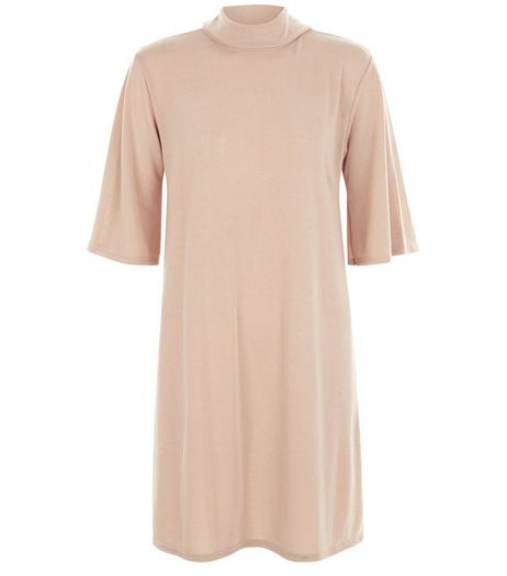 Cameo Rose Stone Cowl Neck Fine Knit Swing Dress | New Look