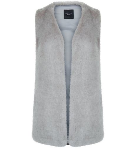Petite Grey Faux Fur Gilet | New Look