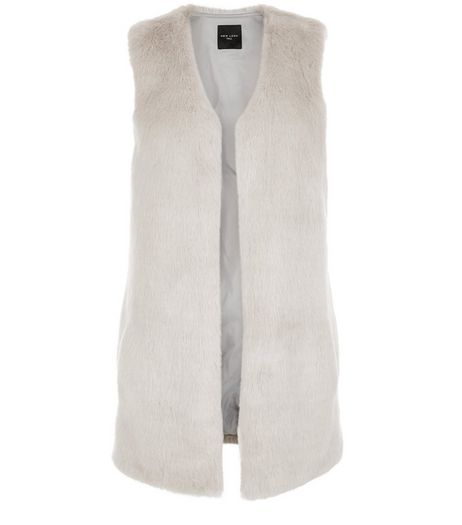 Tall Grey Faux Fur Gilet | New Look