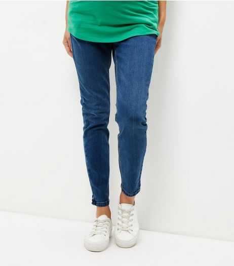 Maternity Blue Washed Over Bump Jeans | New Look