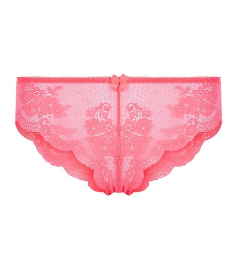 Pink Floral Lace Brazilian Briefs | New Look