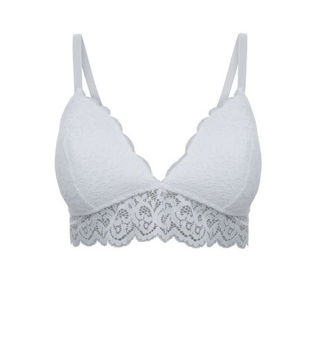 White DD+ Crochet Moulded Bralet | New Look