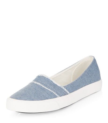 Teens Blue Denim Slip On Plimsolls | New Look