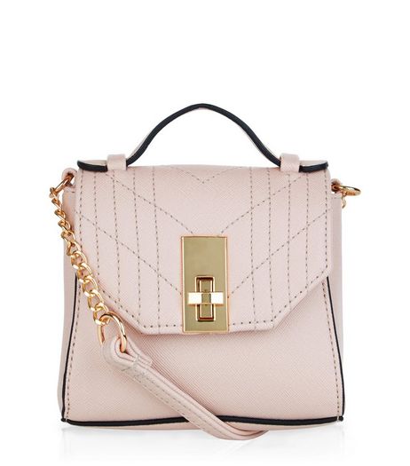 Cream Quilted Twist Lock Across Body Bag | New Look
