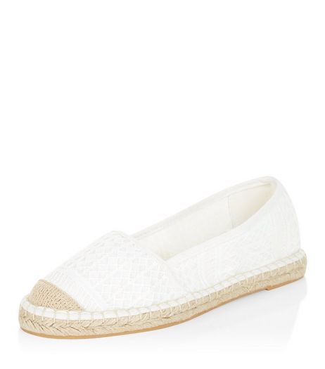 Teens White Crochet Espadrilles | New Look