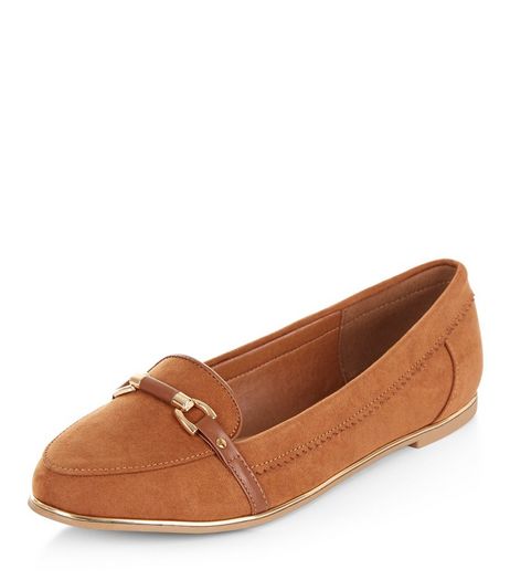 Teens Tan Link Trim Loafers | New Look