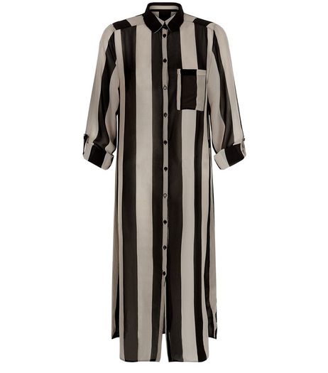 Apricot Stone Stripe Longline Shirt | New Look