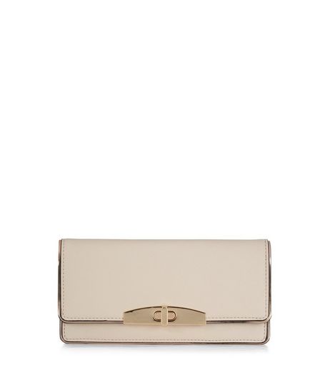 Stone Contrast Trim Twist Lock Purse | New Look