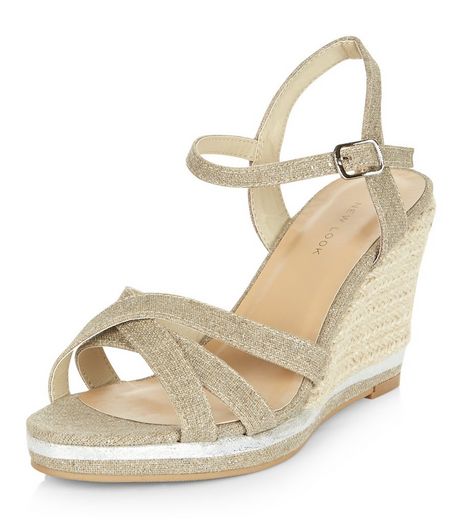 Silver Cross Strap Wedge Sandals | New Look