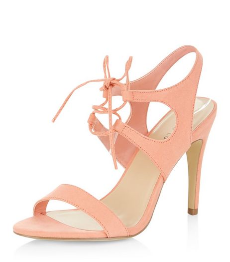 Pink Suedette Tie Front Heeled Sandals | New Look