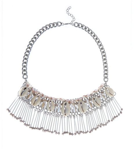 Silver Premium Shell Bib Necklace | New Look
