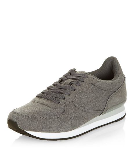 Grey Textured Panel Trainers | New Look