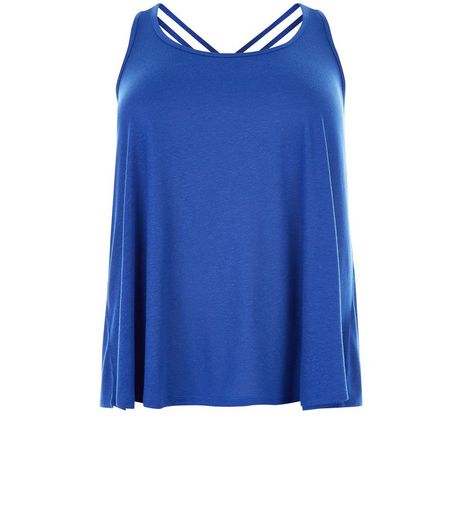 Curves Blue Strappy Vest | New Look