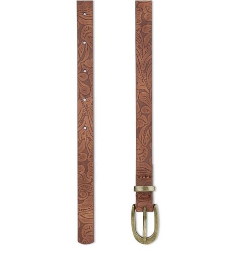 Tan Textured Skinny Belt | New Look