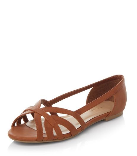 Wide Fit Tan Strappy Pumps | New Look