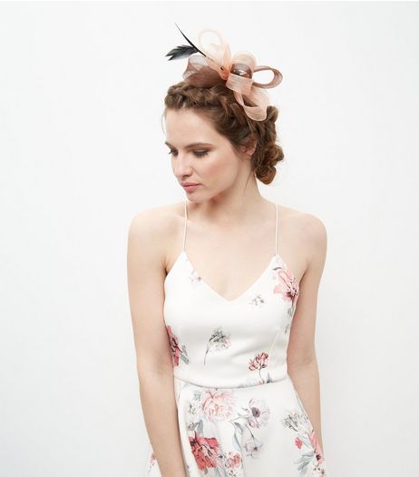 Pink Net Bow Feather Fascinator | New Look