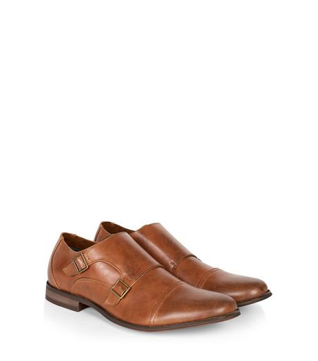 Tan Leather-Look Monk Strap Shoes | New Look