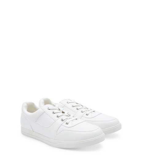 White Lace Up Seam Trim Trainers | New Look
