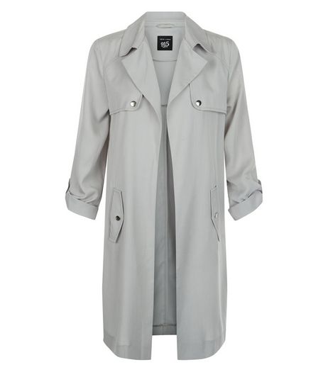 Teens Grey Roll Sleeve Trench Coat | New Look