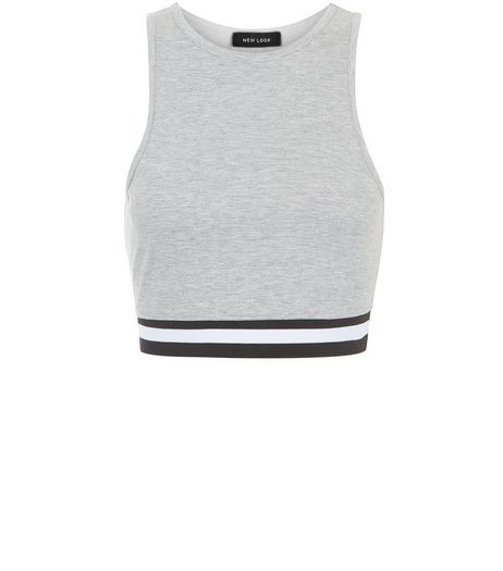 Grey Stripe Hem Crop Top | New Look
