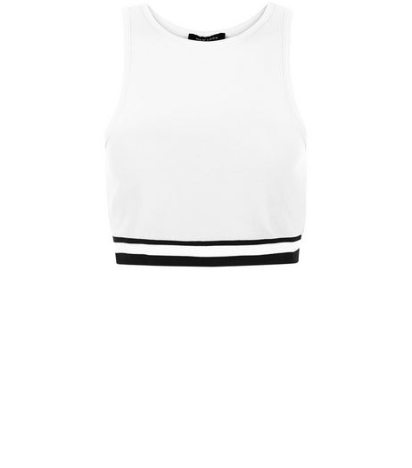 White Stripe Hem Crop Top | New Look