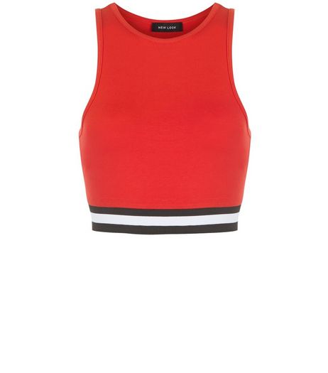 Red Stripe Hem Crop Top | New Look
