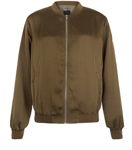 Tall Khaki Sateen Bomber Jacket | New Look