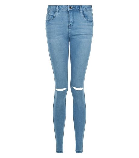 Teens Blue Ripped Knee Skinny Jeans | New Look