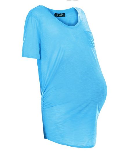 Maternity Turquoise Pocket Slub T-Shirt | New Look